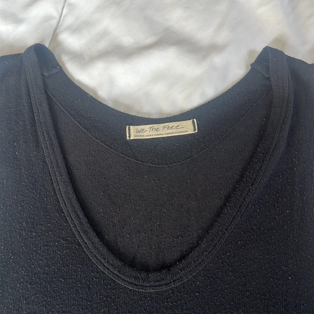 Free People Exposed Sides Soft Black Slouchy Tank Top